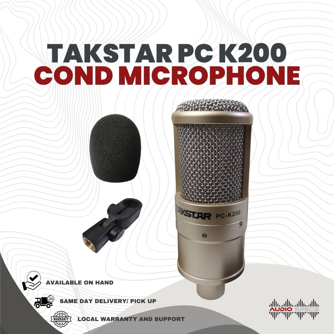 Takstar PC-K200 Condenser Microphone Studio Recording Podcast (Category: Microphones) located in Quezon City. Submitted by allanpauco (Listing ID 1089283789, Image 1). Description: Brand new units available on hand Available for pick-up or shipping courtesy of buyer All items are tested and guaranteed in good working conditions before we hand over to our buyers. Exceptions are those in sealed packaging's. Compatibility is Buyer's Responsibility. 