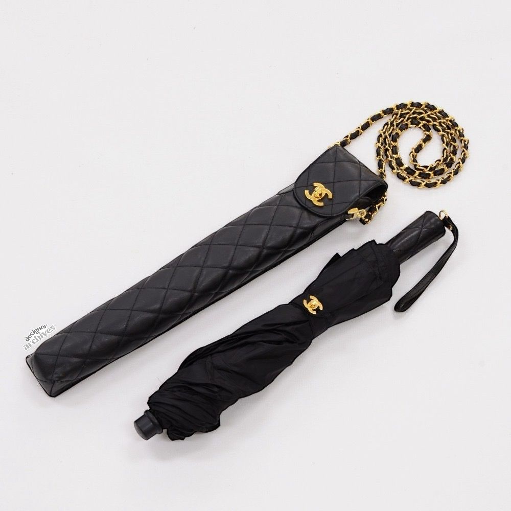 Vintage Chanel Umbrella with Case (Category: Luxury Accessories) located in Manila. Submitted by designerarchives.ph (Listing ID 1382784191, Image 1). Description: comes with Chanel Umbrella Bag Case Actual photos are posted!! • 50% dp is required • 10 days eta • No return, no exchange Buyer will shoulder local shipping Ncr - grab/lalamove Provincial - lbc.