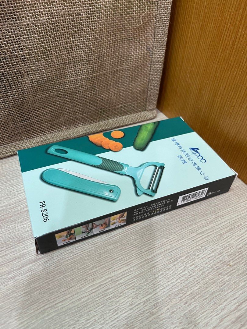由 shuin (刊登 ID 1382994917，圖片 2) 提交，位於 桃園市 (Taoyuan) 的 蔬果刨刀二入組 (類別：其他廚具和餐具)，說明：型號：FR-8206 材質：刨刀PP+TPR+不銹鋼刀片R13 水果刀PP+不銹鋼刀片R13 尺寸：刨刀16*6cm/水果刀17.5*2.3cm 。