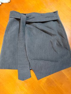 灰色短裙 裙褲款西裝布料不規則收腰64220096866818110