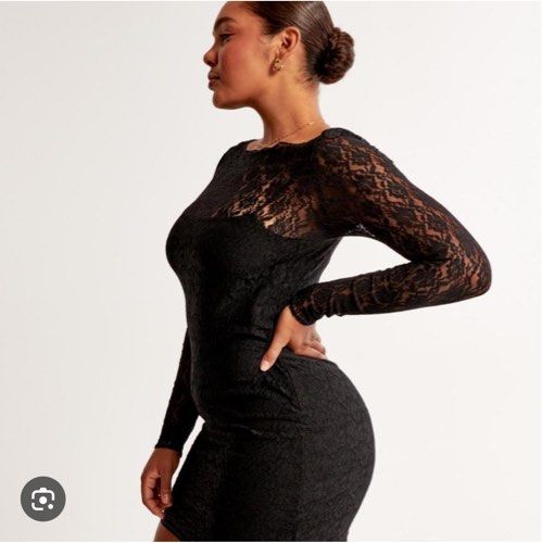 Abercrombie Long Sleeve Lace Mini Dress in Black size XS, Women's Fashion,  Dresses & Sets, Dresses on Carousell