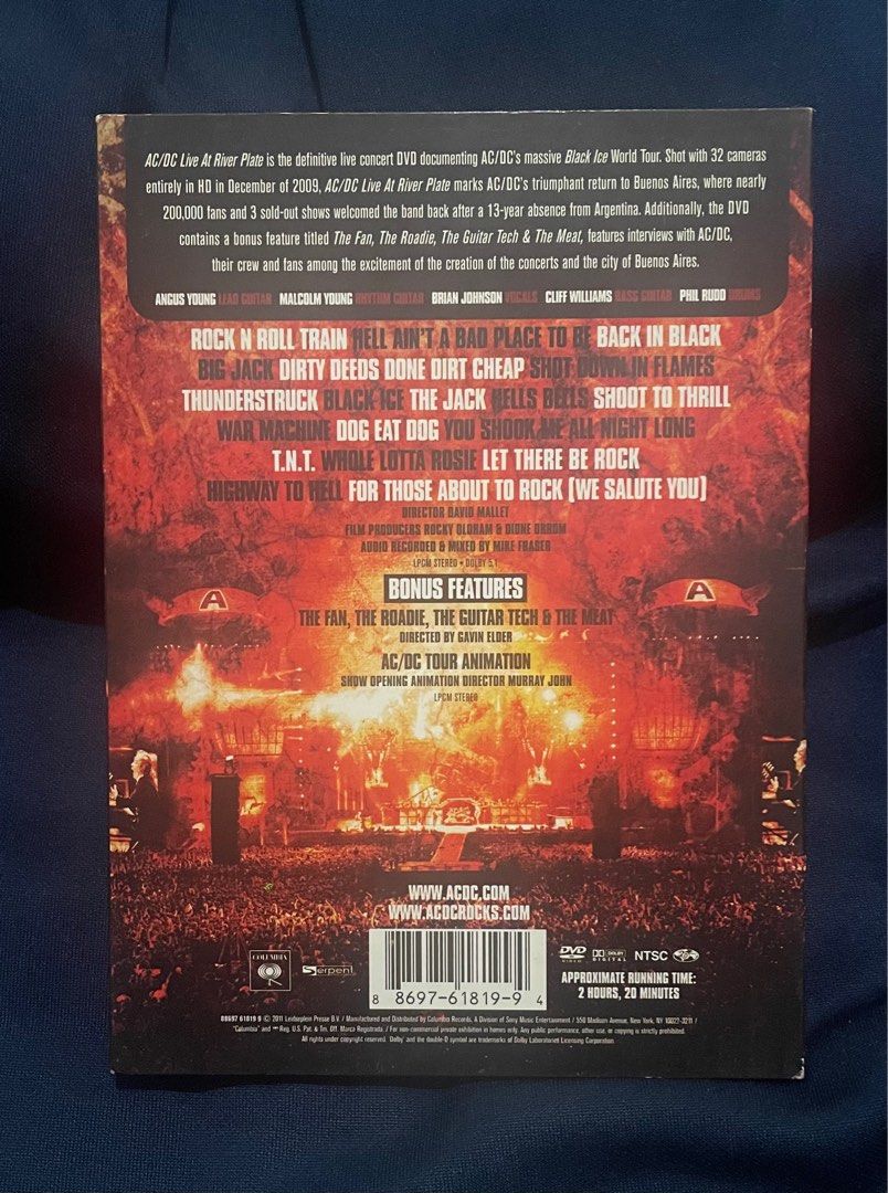 ACDC - Live at River Plate DVD (Category: CDs & DVDs) located in Quezon City. Submitted by jackpotdecluttering (Listing ID 1382878719, Image 2). Description: ACDC - Live at River Plate DVD - P500 - VG condition - No DVD scratches - WYSIWYG - Loc: Quezon City.