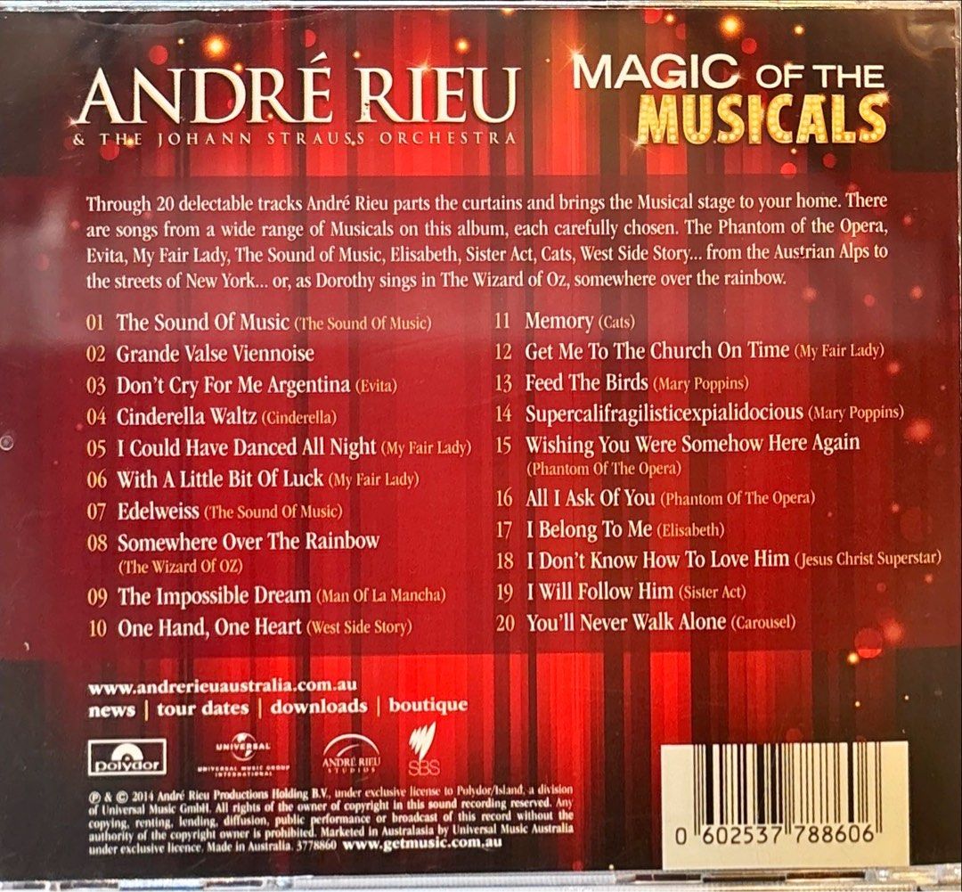 ANDRE RIEU and the JOHANN STRAUSS ORCHESTRA: MAGIC OF THE MUSICALS ...