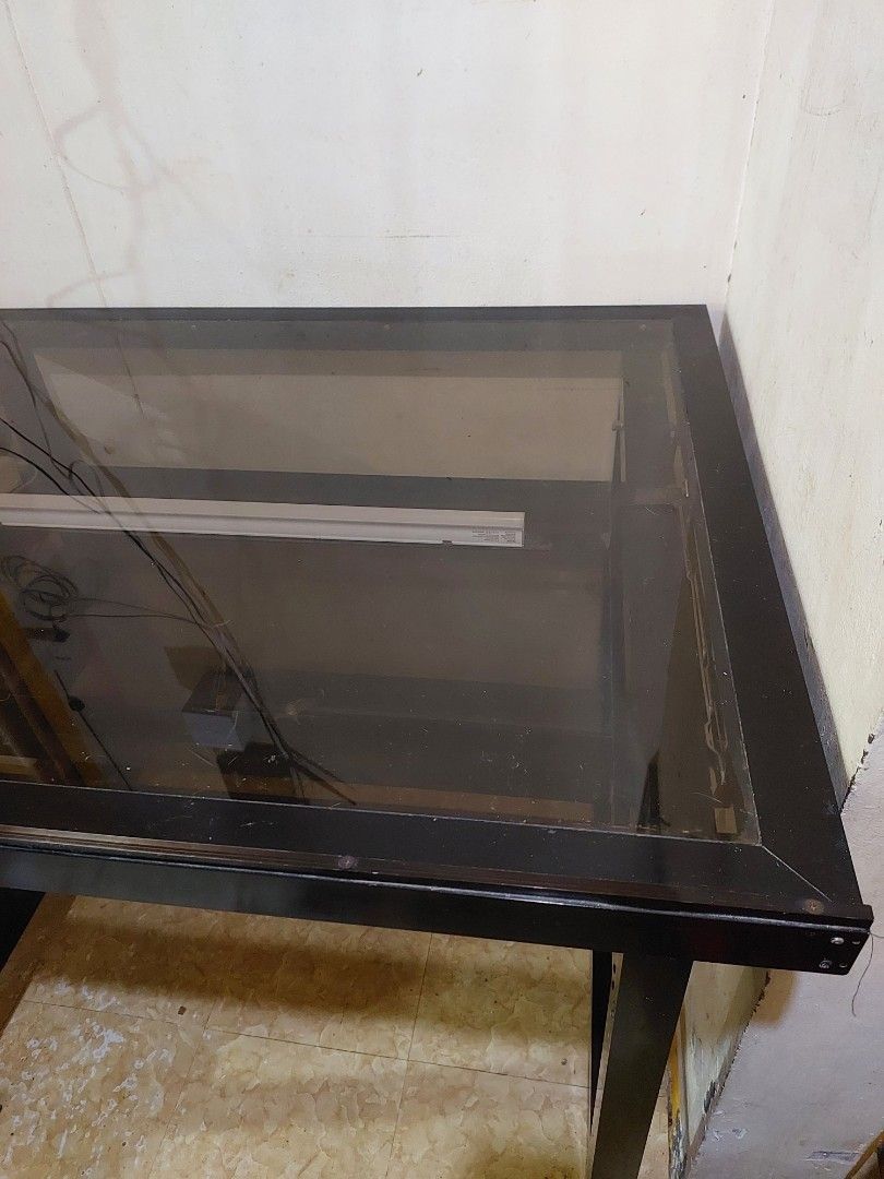 Customized Glass Drafting Table (Category: Tables & Sets) located in Dasmarinas. Submitted by unclaire (Listing ID 1382975251, Image 3). Description: Customized Glass Drafting Table - Dimension: W 1m x D 0.81m x H 0.84m - has LED light good for tracing (LED light is new) - has t-square stopper - has storage for cannisters and drafting materials - has one inclination angle only - used this for 2 years only Issue: - may crack sa glass ng storage pw