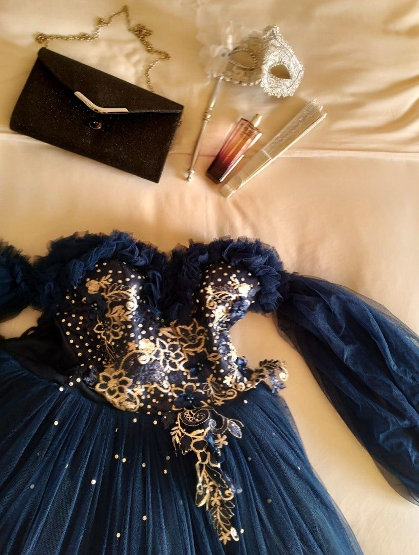 DARK BLUE GOWN (for Prom, Sagala) (Category: Evening dresses & gowns) located in Paranaque City. Submitted by leneleng (Listing ID 1383021720, Image 2). Description: CONDITION: LIKE NEW. Used once for my daughter’s Junior prom. She's done with her princess/ fairy vibe era so she doesn't want to re-wear it. No petticoat. Originally bought for Php3000. DEFECT: there’s a slight tear at the bottom of the gown but barely noticeable. COLOR: is dark blu