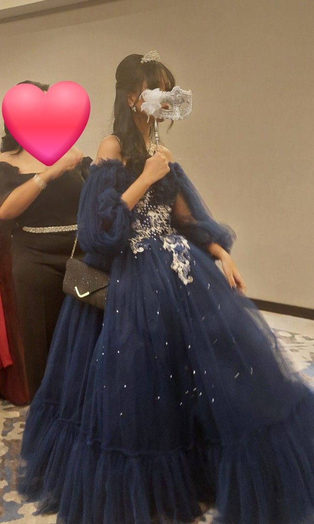 DARK BLUE GOWN (for Prom, Sagala) (Category: Evening dresses & gowns) located in Paranaque City. Submitted by leneleng (Listing ID 1383021720, Image 3). Description: CONDITION: LIKE NEW. Used once for my daughter’s Junior prom. She's done with her princess/ fairy vibe era so she doesn't want to re-wear it. No petticoat. Originally bought for Php3000. DEFECT: there’s a slight tear at the bottom of the gown but barely noticeable. COLOR: is dark blu