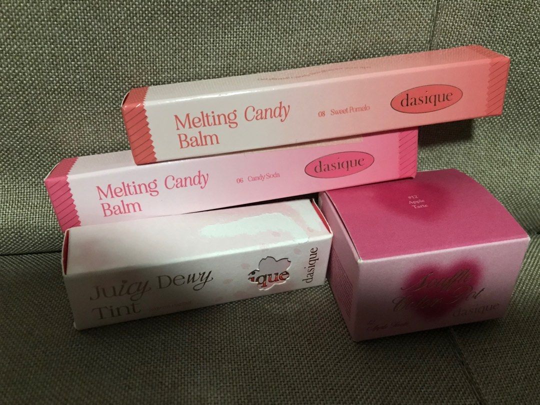 Dasique Makeup Bundle (Category: Makeup) located in Cainta. Submitted by thestyleloop (Listing ID 1383043820, Image 2). Description: Souffle Color Pot - Apple Tarte Melting Candy Balm - Candy Soda & Sweet Pomelo Juicy Dewy Tint - Sakura Parfait (has slight tear on the box).