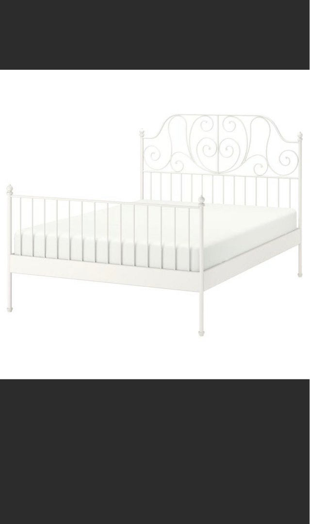 FREE IKEA White Metal Bed Frame - QUEEN Size, Furniture & Home Living ...