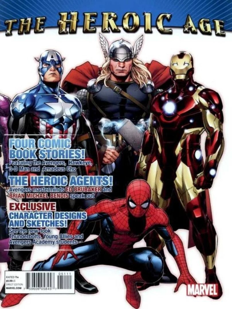 Heroic Age Magazine Vol. 1 #1 (Category: Tshirts & Polo Shirts ) located in Naga. Submitted by shindoce (Listing ID 1379763689, Image 3). Description: Marvel Comic Cover, Mad Engine Tag © 2011 Art by: Olivier Coipel Cover Date: July, 2010 Washed and steamed condition Size: L 21.5x29, hairlines, graphic fading and pinholes PHP 900 + SF.