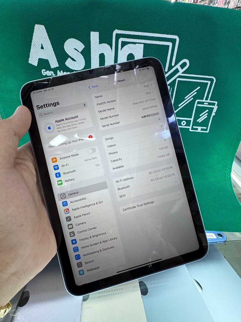 iPad Mini 7 128g WiFi warr. January 2026 (Category: iPad) located in San Juan City. Submitted by asniebasher (Listing ID 1382914621, Image 2). Description: FOR SALE/SWAP (RFS: BUY&SELL) * iPad Mini 7 * A17 Pro * 128 gig * Wifi only ~ Apple warr. January 2026 * 100 BH / 68 Cyle count * NO ISSUE * NO REPAIR / HIDDEN ISSUE * NO B O X F R E E B I E S. ✨ ~ clear case ~ screen protector MODE OF PAYMENT ✔️COD - additional shipping Fee (Check before paym