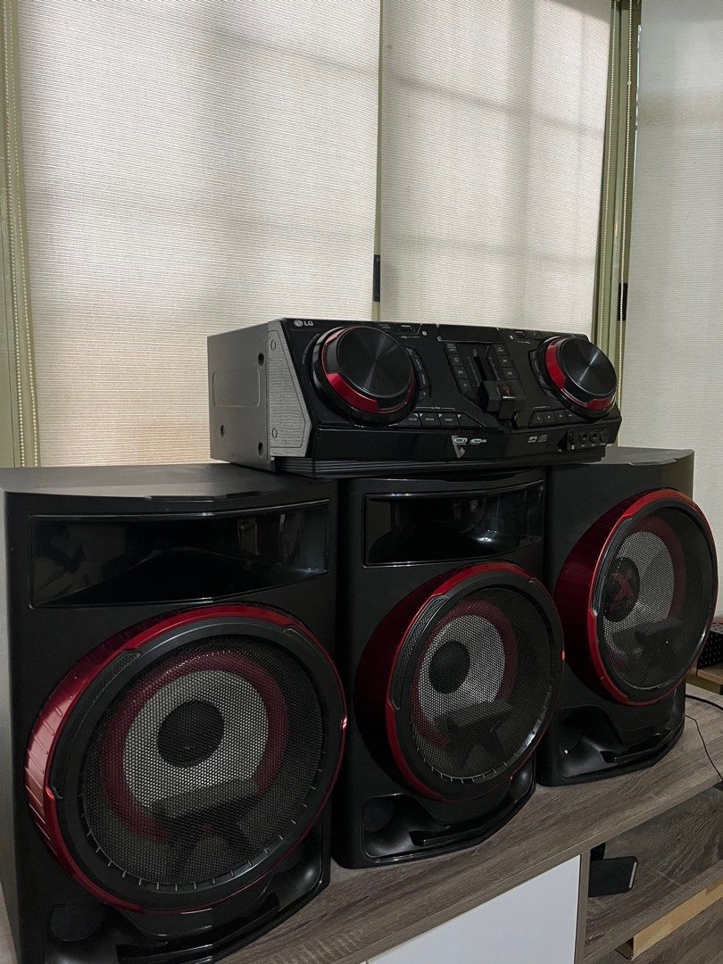 LG XBOOM COMPONENT (Category: Soundbars, Speakers & Amplifiers) located in San Pedro. Submitted by francis_ong. (Listing ID 1382893110, Image 2). Description: No issues No box Good condition Text or call: 09771918253 Amplifier • Channel: 2.1 Channel • Watts: 2,900 watts RMS • Front Speaker: 1175W × 2 • Sub-Woofer: 550W x 2 Connections • Auxiliary In: 1 Auxiliary In • Bus Power supply (USB): DC 5V= 1 A • Portable In: 1 Portable In (.5 Vrms 3.5 ste