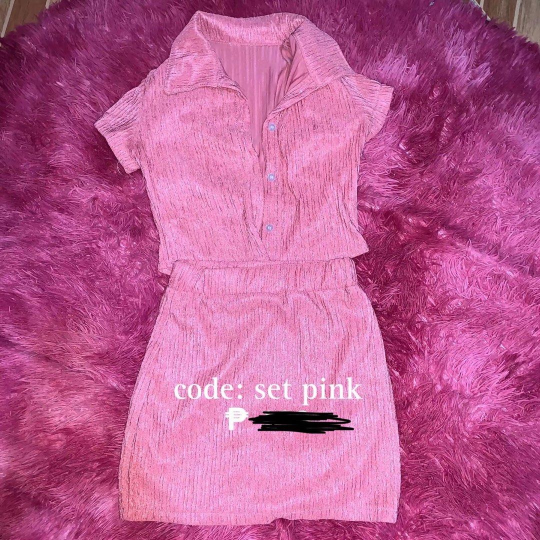 Pink Polo with Skirt (Category: Sets or Coordinates) located in Manila. Submitted by chaeeyi (Listing ID 1382955130, Image 1). Description: ~ stretchable fabric MOP: Gcash MOD: Jnt.