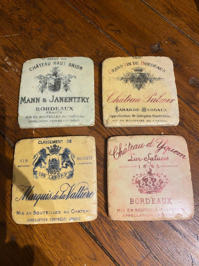 Set of 4 vintage-style stoneware coasters