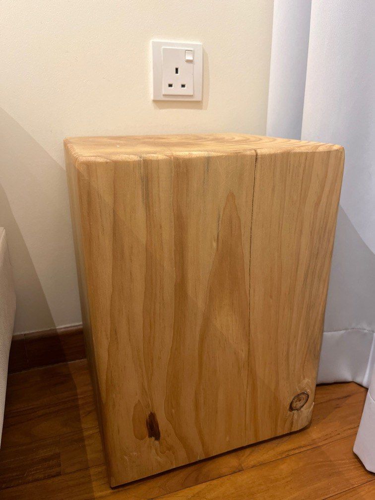 Solid Wood Block Side Table (Category: Tables & Sets) located in Singapore. Submitted by raspberryrumble (Listing ID 1383006713, Image 3). Description: Solid wood side table so it’s pretty heavy Barely used 30 x 30cm, 40cm H.
