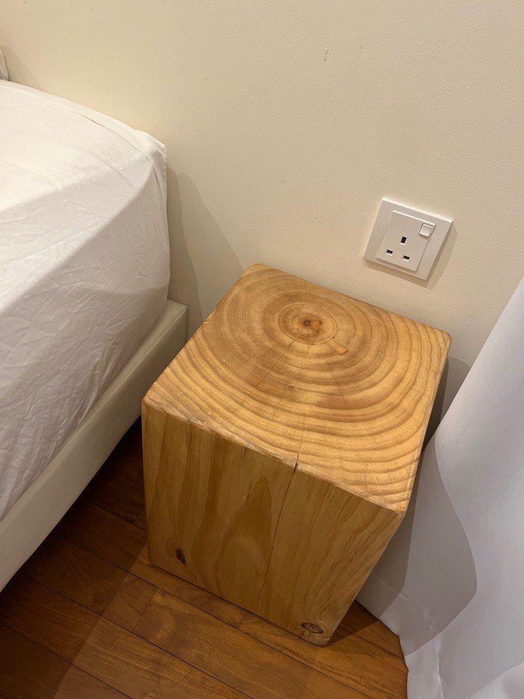 Solid Wood Block Side Table (Category: Tables & Sets) located in Singapore. Submitted by raspberryrumble (Listing ID 1383006713, Image 2). Description: Solid wood side table so it’s pretty heavy Barely used 30 x 30cm, 40cm H.
