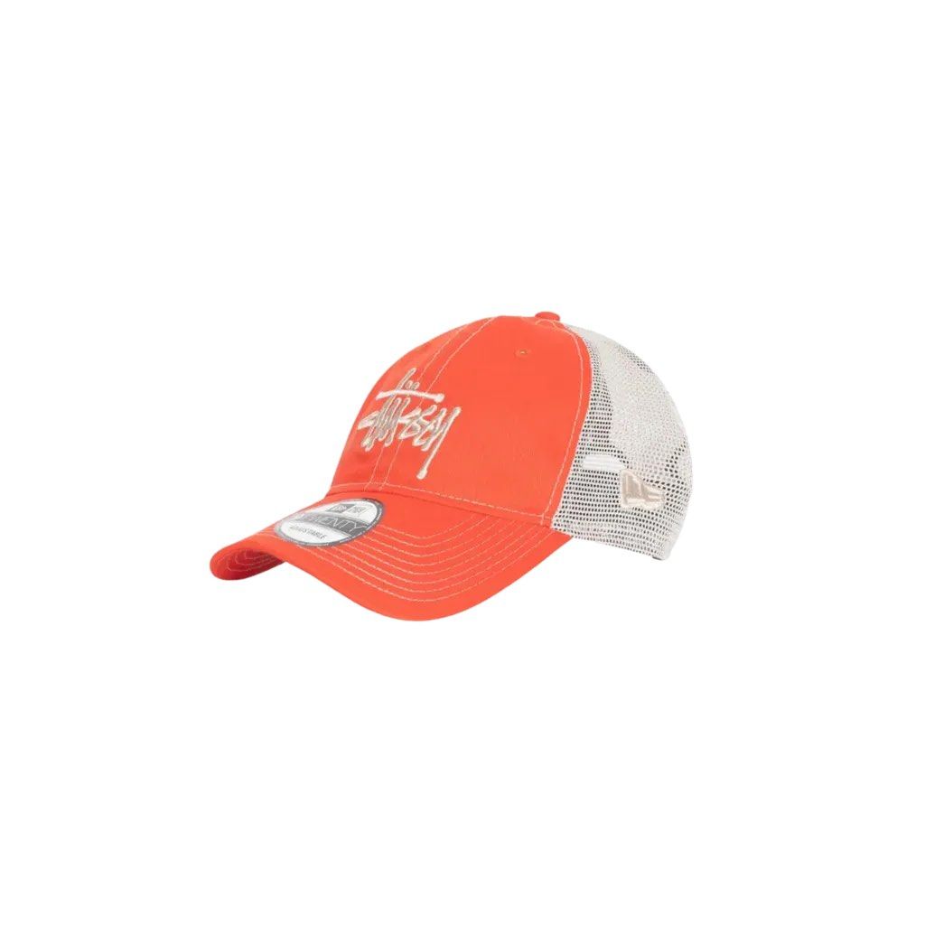 由 goodenough2001 (刊登 ID 1382953129，圖片 1) 提交，位於 新北市 (New Taipei) 的 Stüssy X NEW ERA 可調橘色卡車帽 (類別：帽子)，說明：後面網布有備魔鬼粘黏到 但不影響帽子配戴 反映在價格上 Stüssy X NEW ERA 強強聯手 復古刷舊色調。