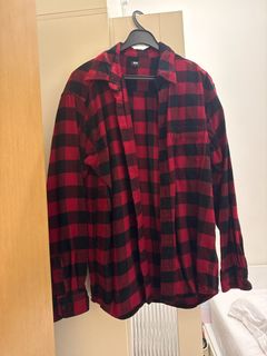 Uniqlo 紅黑格子恤衫 black & red checked shirt64221338677763110