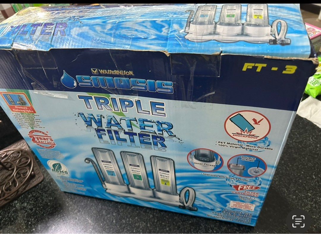 Water Filter (Category: Water Purifiers & Dispensers) located in Dasmarinas. Submitted by rocket28 (Listing ID 1383027188, Image 2). Description: includes unused filter 1,2,3.