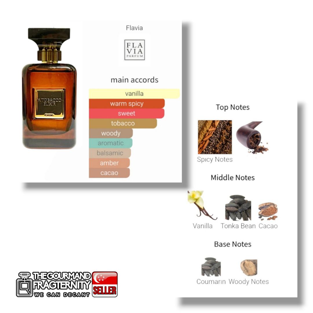 flavia tobacco elixir 10ML DECANT] FLAVIA V. Tobacco Elixir Eau de Parfum, Beauty & Personal  Care, Fragrance & Deodorants on Carousell