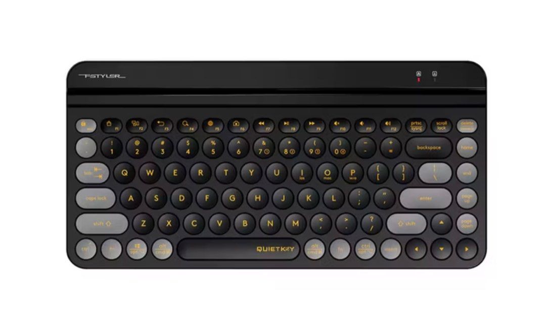 A4Tech QuietKey FSTyler FBK- 30 Keyboard Wireless Bluetooth & 2.4G (Category: Computer Keyboard) located in Quezon City. Submitted by got_missandei (Listing ID 1383111074, Image 2). Description: Retail price: Php 1,045 Quiet typing Dual connectivity mode Low profile retro round keycaps Integrated tablets cradle Operating system swap Nano receiver storage Compact & trendy.