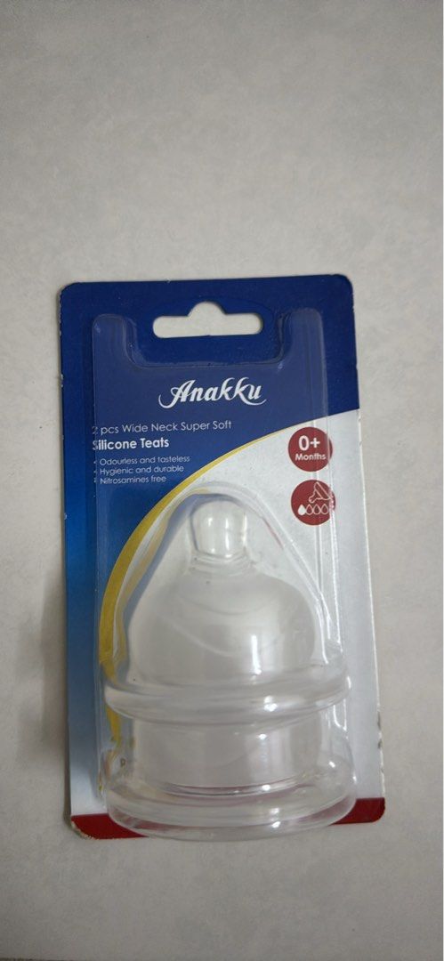Anakku Silicone Wide Neck 0+ Months (Category: Breastfeeding & Bottle Feeding) located in Kuantan. Submitted by hana9_shop (Listing ID 1383215259, Image 1). Description: 2 pieces wide neck super soft silicone teats.