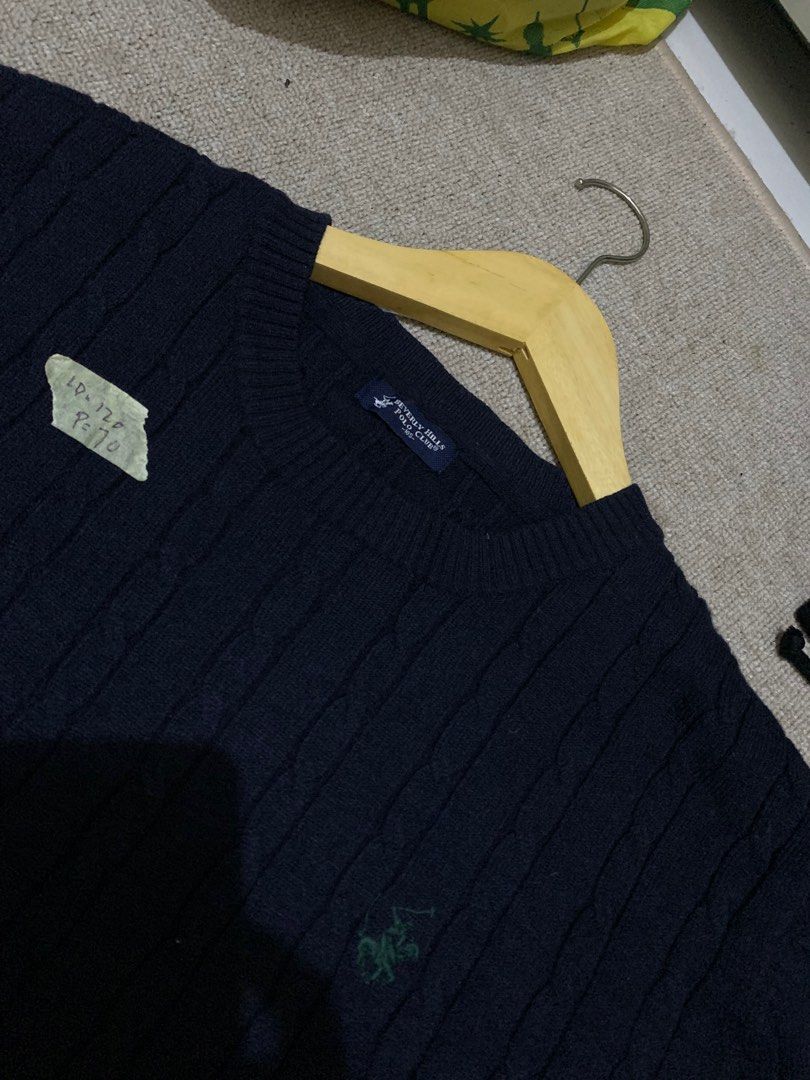 BEVERLY HILLS POLO CLUB Cable Knit Crewnwck Sweater, Fesyen Pria