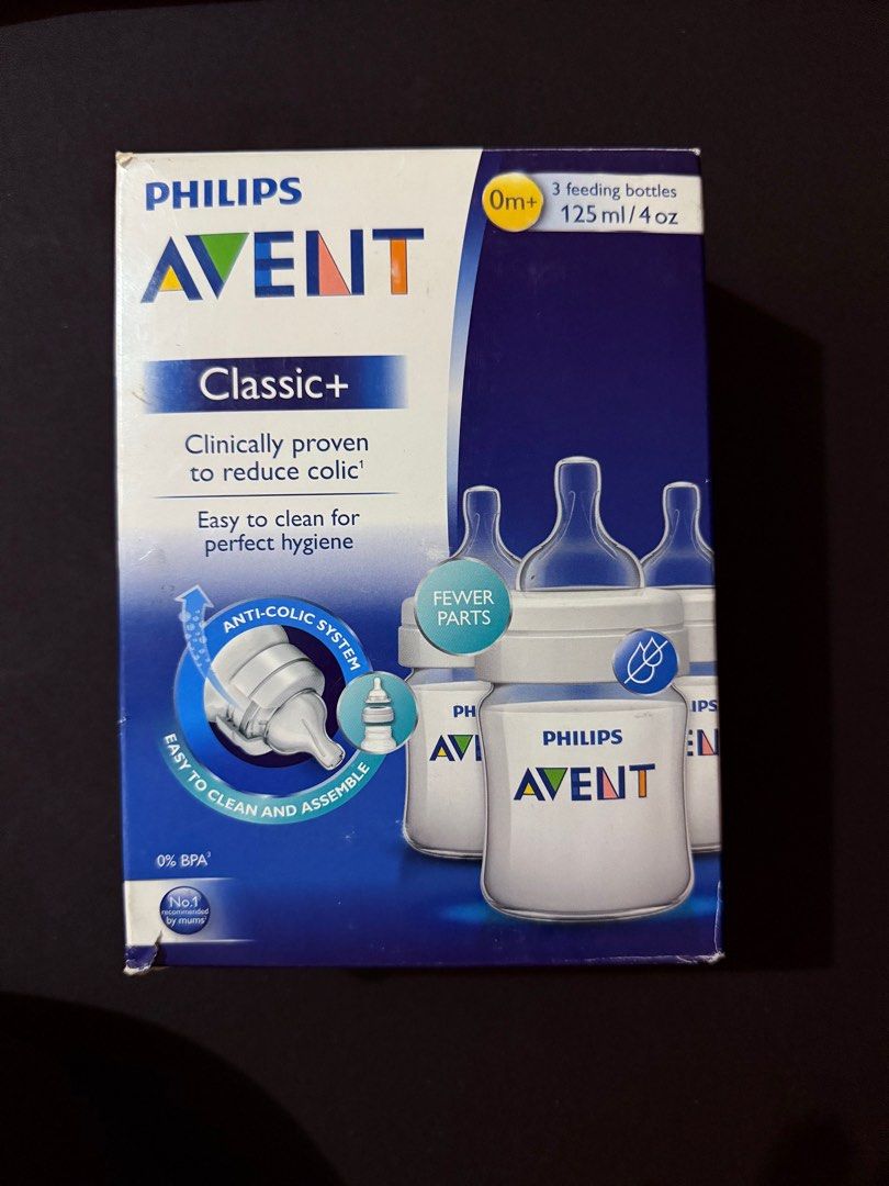 Brand New Philips Avent Classic Bottle (Category: Breastfeeding & Bottle Feeding) located in Baguio. Submitted by ash_g02 (Listing ID 1383181806, Image 2). Description: - 3 bottles with teats for 0+m - 4oz / 12ml - anti colic - unused - given as a gift - RFS: will not use Location: Baguio City.