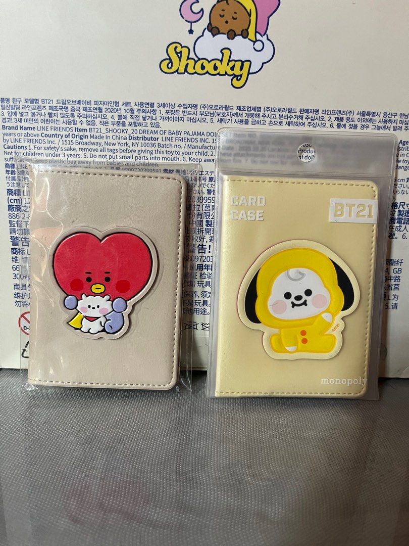 BT21 Monopoly Card Case (Category: Character Goods) located in San Pablo. Submitted by roseperez (Listing ID 1383123148, Image 1). Description: BT21 Card Case Official merch Brand, new Chimmy sealed Slight stain at the back of Tata but never used 🙂 280 ea .