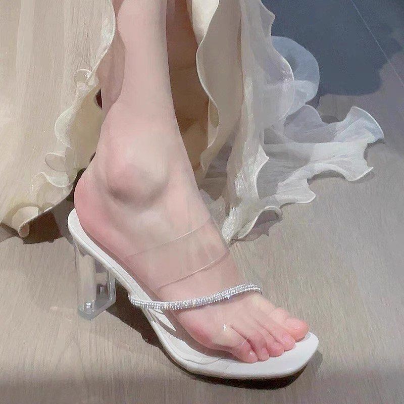 Clear Strap Heels with Rhinestones (Category: Heels) located in Singapore. Submitted by peachtarts (Listing ID 1383161639, Image 3). Description: BRAND NEW!!! i bought the wrong size😭 pls clear it for me!!! size 35!!! .