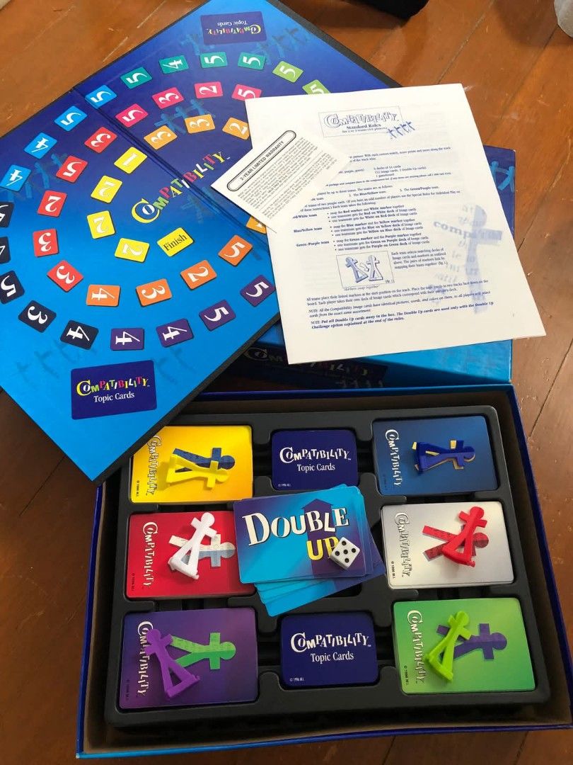 Compatibility Board Game (Category: Board Games & Puzzles) located in Manila. Submitted by cizerhi (Listing ID 1383151374, Image 1). Description: Compatibility Board Game Complete Inclusions.