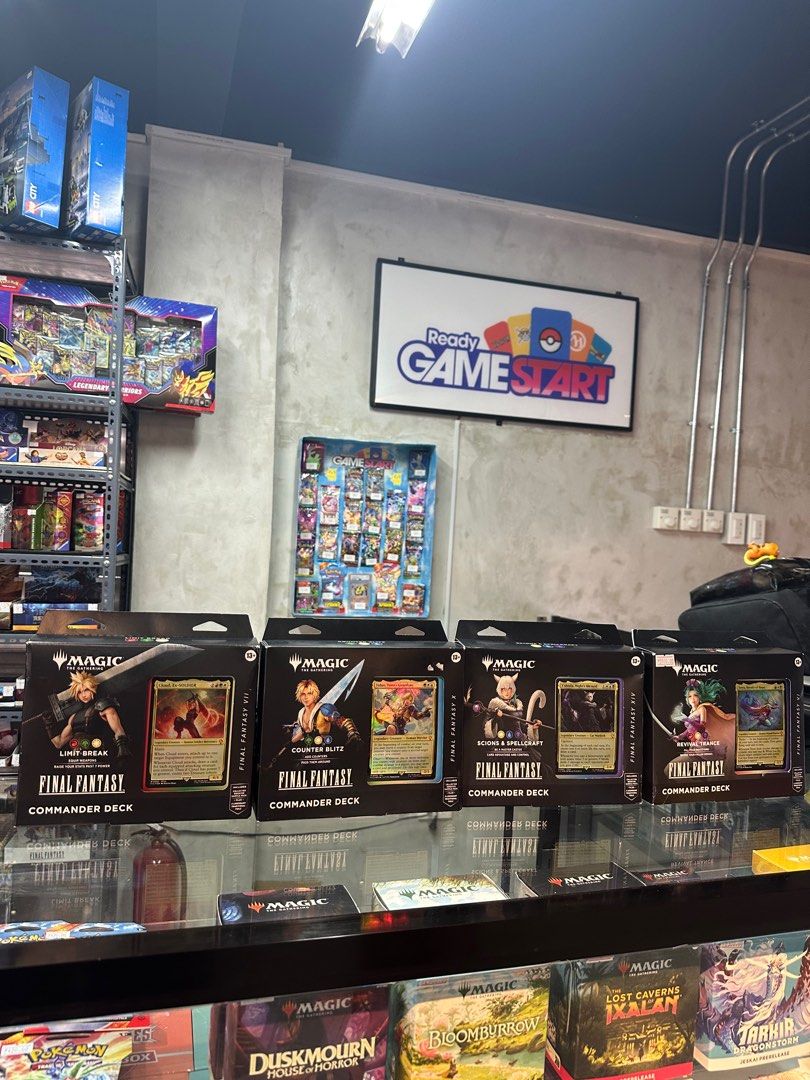 FINAL FANTASY COMMANDER DECKS (Category: Raw Singles) located in Tarlac. Submitted by gamepoy (Listing ID 1383267682, Image 1). Description: MTG FINAL FANTASY COMMANDER DECKS FOR SALE! Cloud Limit Break - P8500 Tidus Counter Blitz-P7500 Yshtola Scions and Spellcraft-P7500 Teraa Revival Trance-P6000 PM for details.