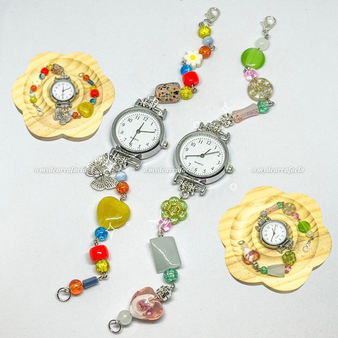 Hand-beaded bracelet watch INTRO PRICE (Category: Women's Watches) located in Quezon City. Submitted by eggiefund (Listing ID 1383227623, Image 2). Description: 1 of 1 hand-beaded bracelet watches Made with ceramic beads, glass beads, lamp work beads, murano beads and polymer beads. Approx. 8” *adjustable upon request for sure buyers.