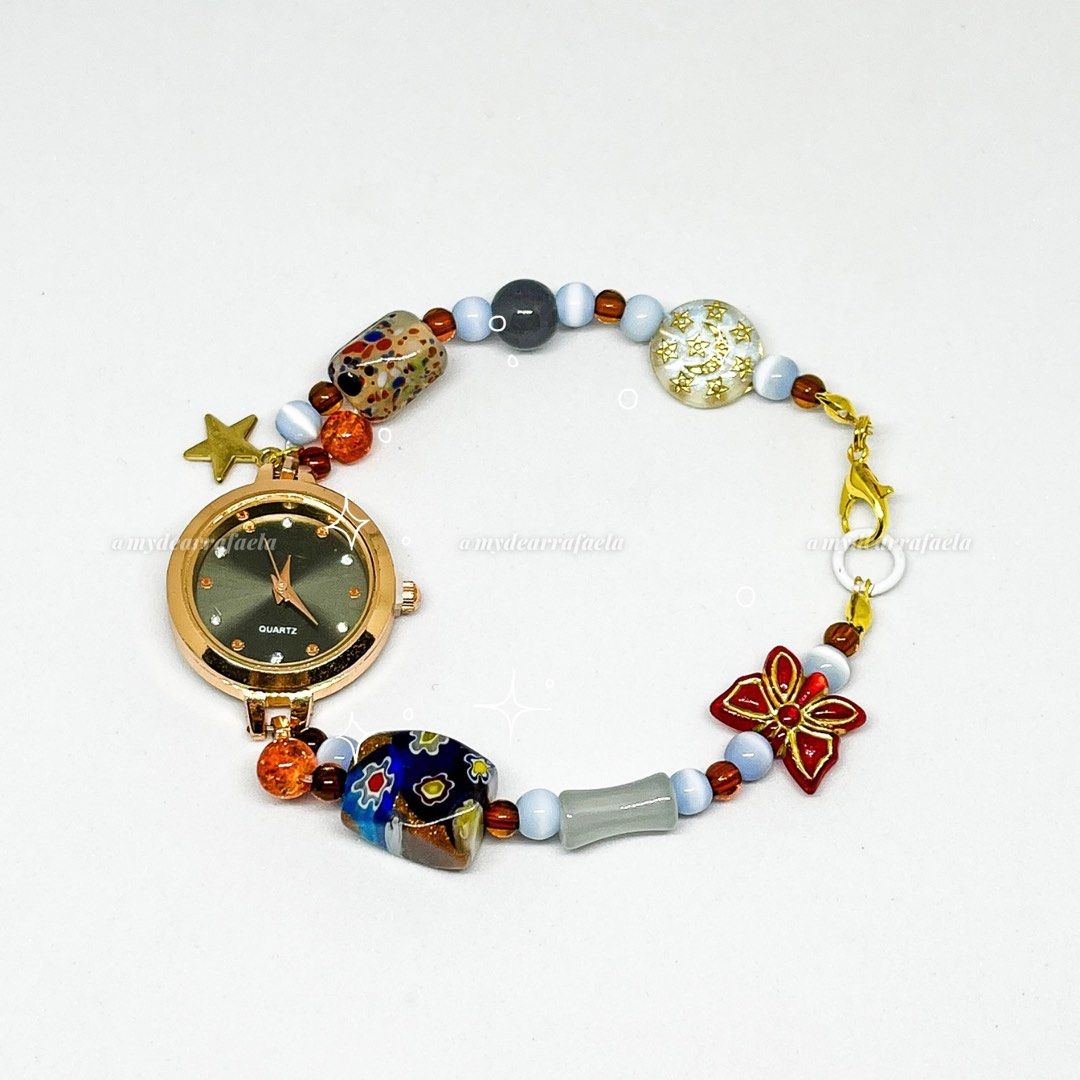 Hand-beaded bracelet watch INTRO PRICE (Category: Women's Watches) located in Quezon City. Submitted by eggiefund (Listing ID 1383227623, Image 3). Description: 1 of 1 hand-beaded bracelet watches Made with ceramic beads, glass beads, lamp work beads, murano beads and polymer beads. Approx. 8” *adjustable upon request for sure buyers.
