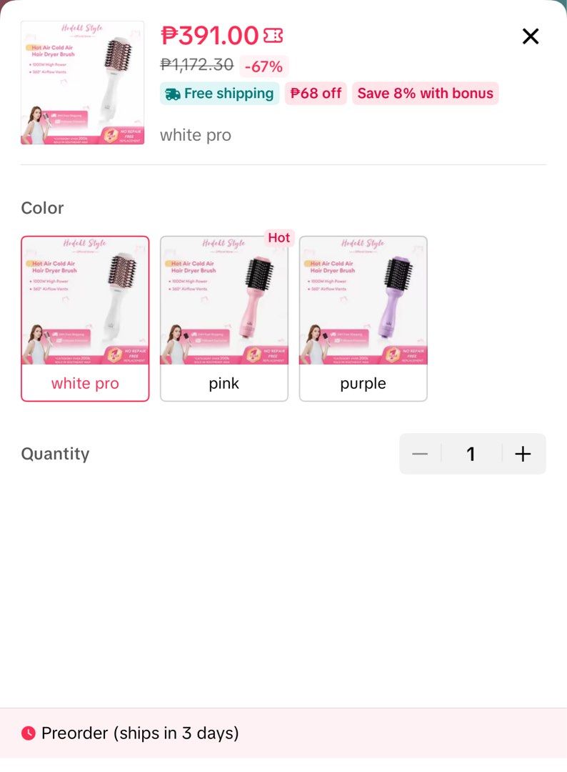 Hodekt Hot Air Brush Dyer Pro - New Version (Category: Hair Accessories) located in Caloocan City. Submitted by _.helloItsMe (Listing ID 1383230795, Image 1). Description: Seldom Used #MetroManilaOnly #NCR #NorthCaloocan #MetroManilq Deals.