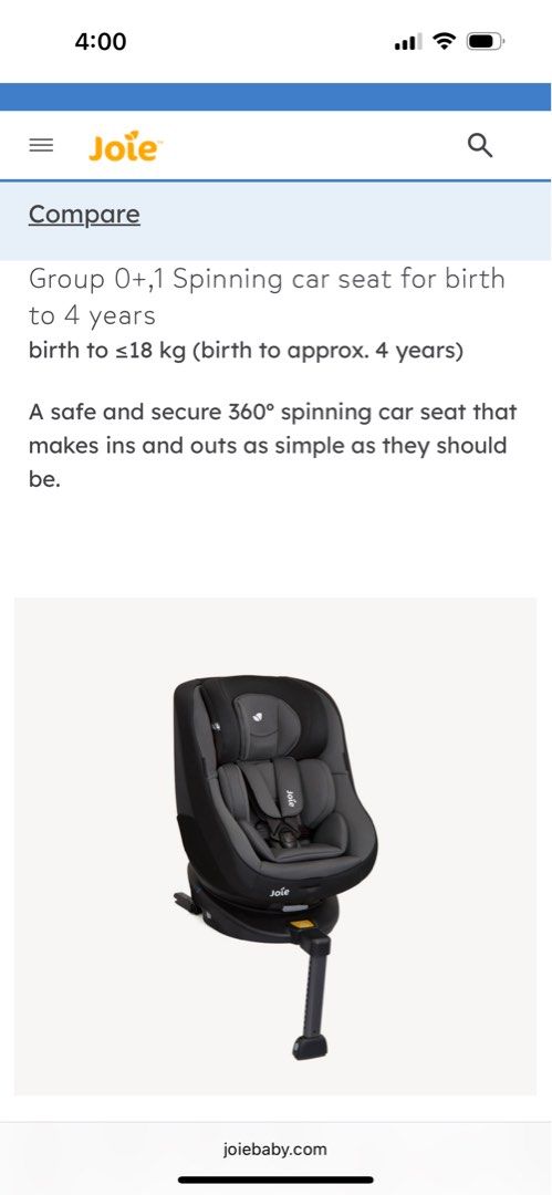 Joie Spin Car Seat & Mirus Stroller (Category: Car Seats) located in Makati City. Submitted by jaylinemb (Listing ID 1383156666, Image 1). Description: Preloved Joie Car seat and Stroller Spin 360 Carseat Well used but still in good condition Complete set with box SRP at 24k Selling for 6K Mirus Stroller Well used but still in good condition Comes with rain cover Needs Cleaning SRP at 11k Selling for 3k Get both for 7k .