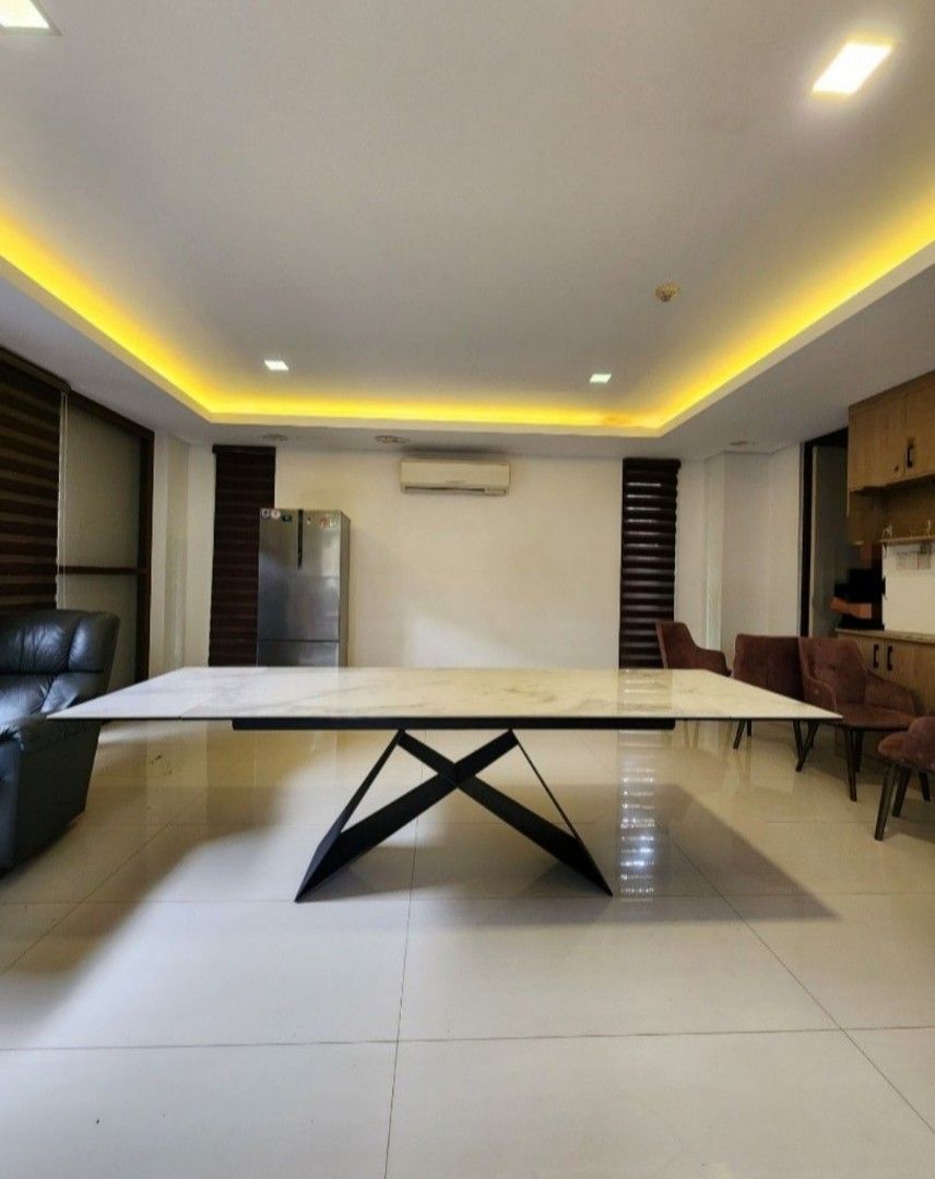 MJM Furniture: Westyn Carrera Ceramic Extendable Dining Table (Category: Tables & Sets) located in Manila. Submitted by lachinitasph_ (Listing ID 1383090454, Image 1). Description: bought for 200k+ inclusive of freight cost and tax 8-10 seater dining table can actually pass as bnew used less than a year only.