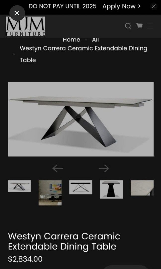MJM Furniture: Westyn Carrera Ceramic Extendable Dining Table (Category: Tables & Sets) located in Manila. Submitted by lachinitasph_ (Listing ID 1383090454, Image 2). Description: bought for 200k+ inclusive of freight cost and tax 8-10 seater dining table can actually pass as bnew used less than a year only.
