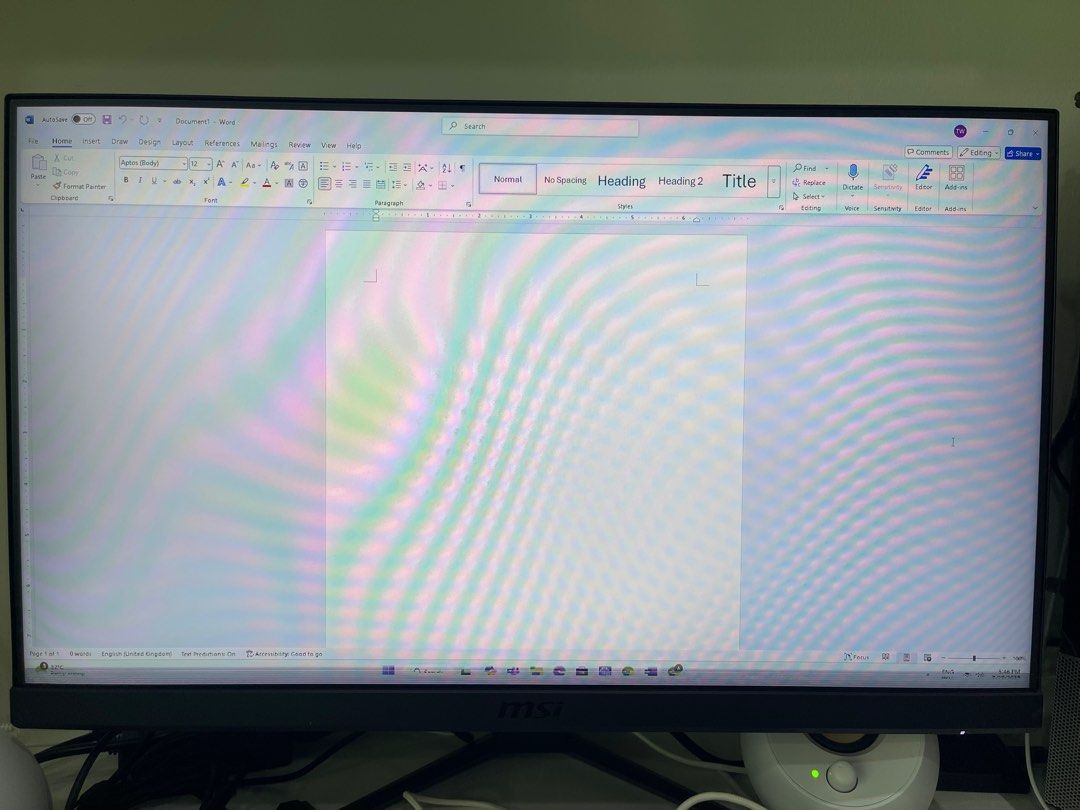 Monitor (Category: Laptops & Notebooks) located in Singapore. Submitted by aaronmax (Listing ID 1383177468, Image 2). Description: MSI G2412 monitor Some light colour fault at the bottom as shown in the photo. The rest of the function working well .