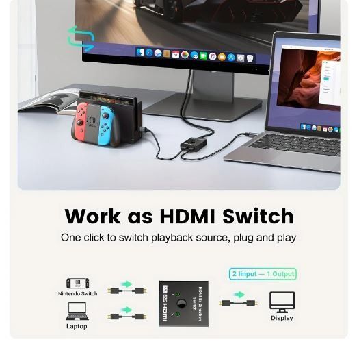 [Can use CDC Voucher!] SAME DAY DELIVERY! HDMI Switch Bi-Directional Switcher Adapter Dual 2 Ways 4k HDMI HDTV Splitter63213352704769112