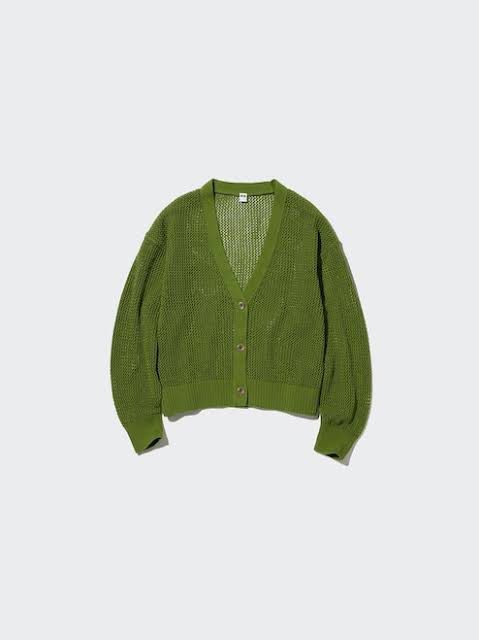 Uniqlo Mesh Cardigan (Category: Coats, Jackets and Outerwear) located in Quezon City. Submitted by camiddies (Listing ID 1383207726, Image 1). Description: — darker green than in the sample photo — size: xl — used once!.
