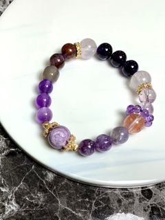 九紫離火水晶手鍊~紫色系列~主石紫龍晶64214078096514110