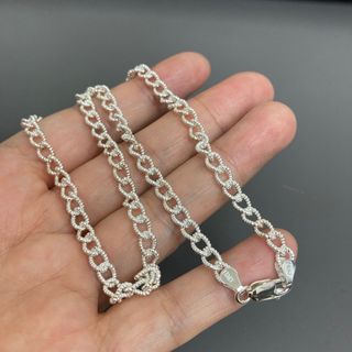 意大利製造 純銀925批花圓環二手短款項鍊64204533219714110