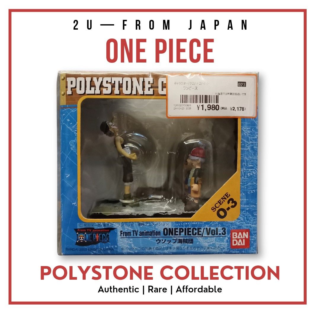 🔥 Bandai One Piece SCENE 0-3 Usopp – 2002 Polystone Figure (RARE) (Category: Figurines & Statues) located in Manila. Submitted by 2ufromjapan (Listing ID 1383462895, Image 1). Description: Brand New in Box (BNIB) – Authentic Bandai Japan import from the 2002 Polystone Collection. 🔹 Figure: Usopp, SCENE 0-3 🔹 Rare early release – perfect for anime collectors and resellers. 🎯 From smoke-free, collector’s home 💬 DM for more pics.