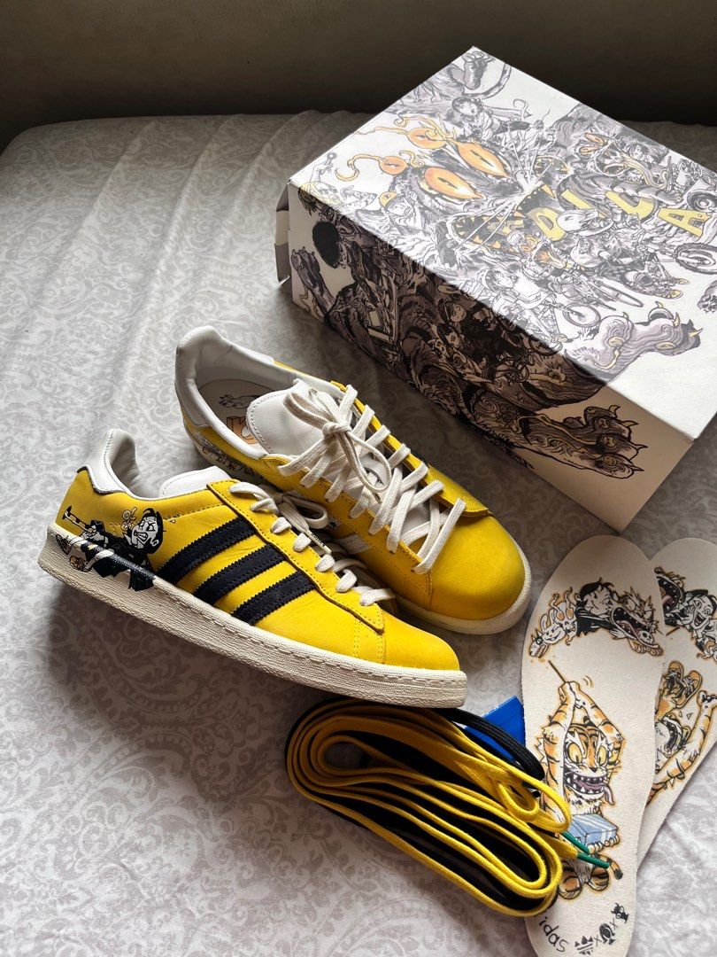 adidas x Kasina (Category: Sneakers) located in Quezon City. Submitted by persosout (Listing ID 1383378649, Image 1). Description: - 9.5 us - vnds! worn twice - crazyyyy details 🐅 rare collab! - complete w receipt.