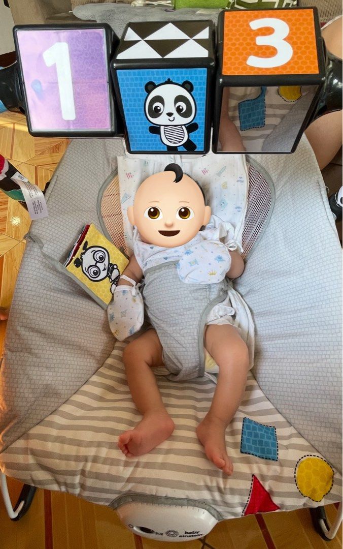Baby Einstein Infant Bouncer Seat (Category: Cots & Cribs) located in Manila. Submitted by queensellsstuff (Listing ID 1383440810, Image 1). Description: Detachable play accessories. Washable and removable beddings, stains are removable but I just opted not to wash anymore since I'm letting it go. No batteries included and never really used the vibration feature since baby hates it..