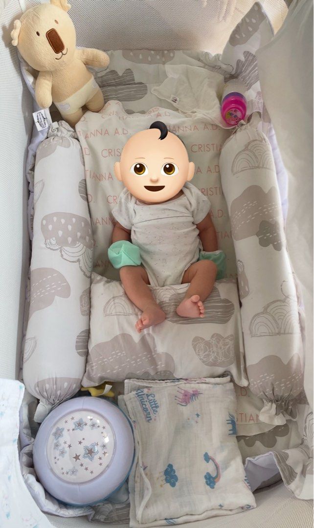 Baby Pillows Set with 3 Beddings Replacement (Category: Cots & Cribs) located in Manila. Submitted by queensellsstuff (Listing ID 1383443925, Image 1). Description: Inclusions: - 2 bolster pillows - 1 square pillow - 3 sets of bedding replacement (stars, clouds, cross designs) >crib bed sheet >padded flat sheet >bolster sheets >square pillow sheets Made to order at ₱7000 Fits smaller cots and curvy baby co-sleeper beds. Used for Chicco Zip n Go c