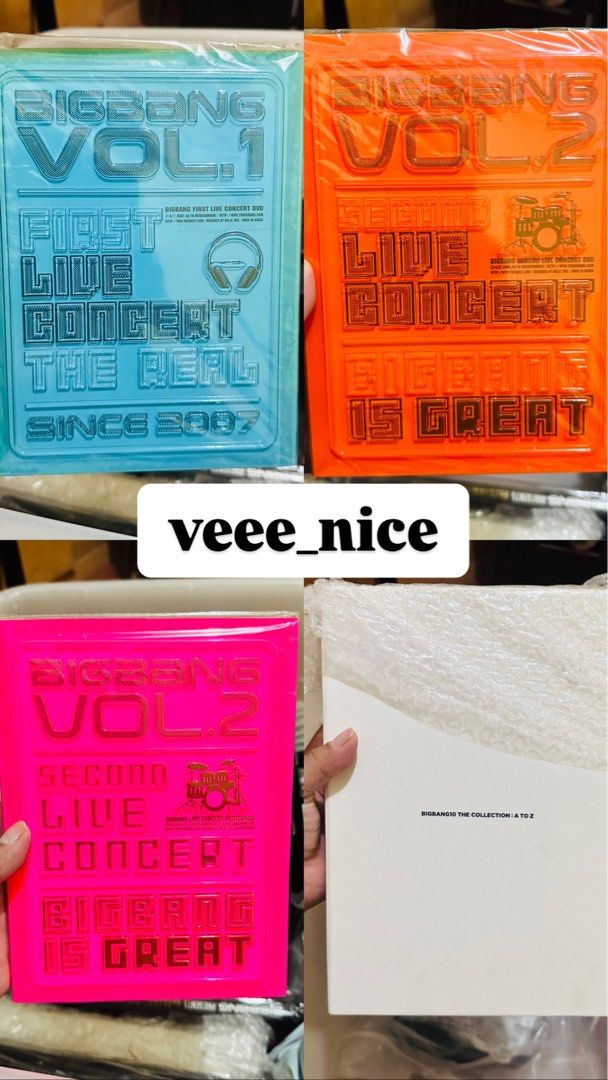 BIGBANG CONCERT DVDS (Category: CDs & DVDs) located in Quezon City. Submitted by venicelouisevicente (Listing ID 1383282704, Image 3). Description: DAESUNG Bundle - ₱2,500 Music Video Collection bundle - ₱1,500 Global Warning Tour -₱700 Vol 1&2 bundle - ₱1,500 Photobook A to Z - ₱1,000 YG Family Bundle - ₱2,000 A+ -₱1,000 Electric Tour PB - ₱500 Taeyang bundle ₱3,000 Bigshow 2009-2011 bundle -₱3,000 Alive tour and photobook bundle - ₱4,000 MADE j