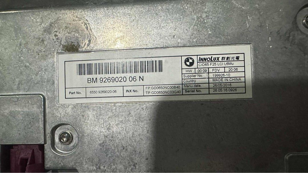 BMW original headunit for X3 F25 model 2016 (Category: Other Automotive Parts and Accessories) located in Quezon City. Submitted by aizensama07 (Listing ID 1383318773, Image 3). Description: Unit is from a BMW 2016 model This is an original unit and in good working condition For shipping or meet up depending on location..
