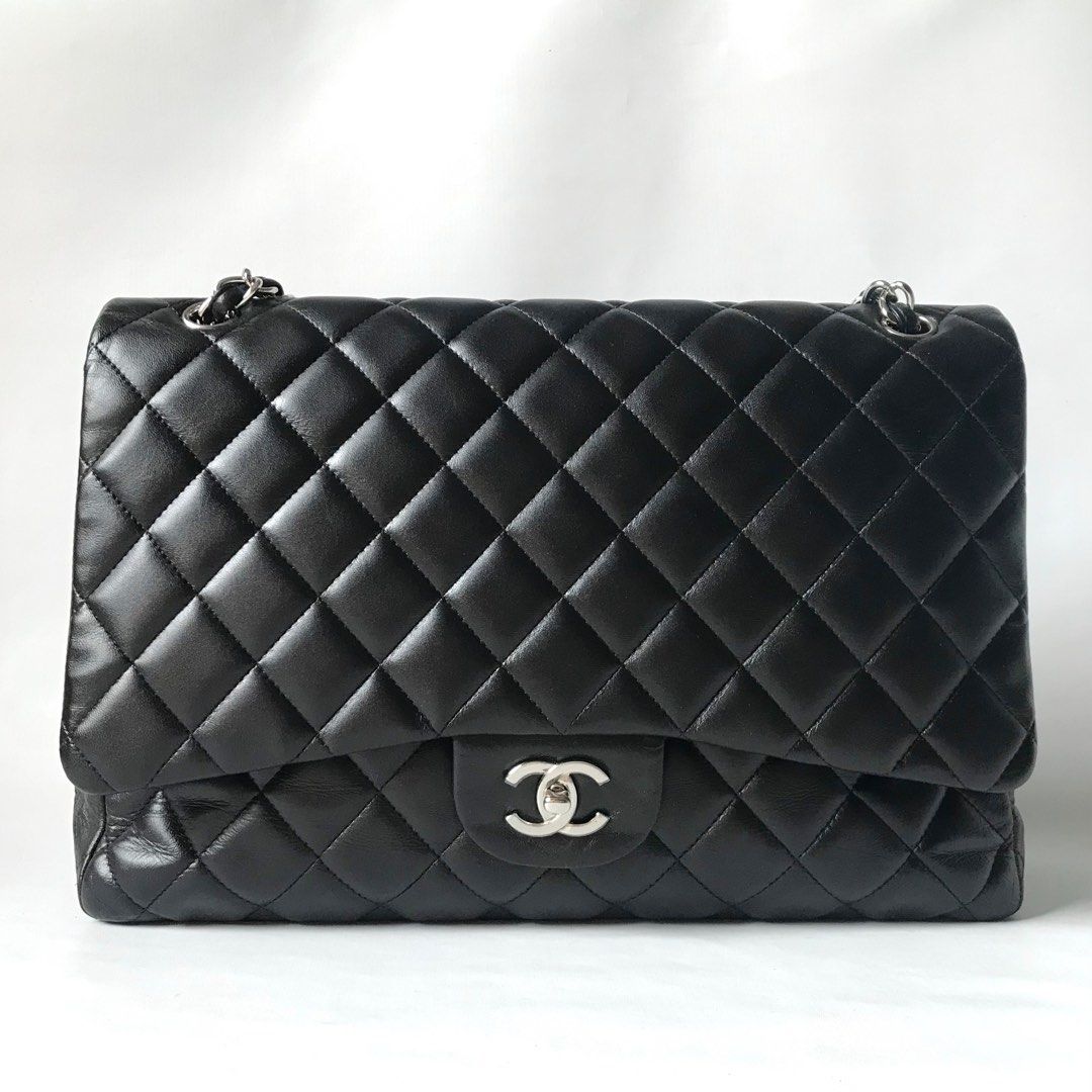 Chanel Classic Maxi Lambskin SHW Bag, Barang Mewah, Tas Dompet