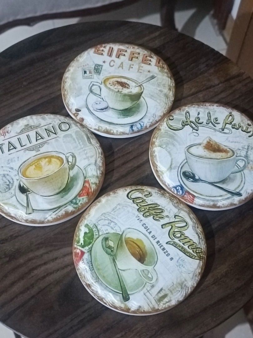 Coffee Ceramic Coasters (4 pieces) (Category: Coffee & Tea Tableware) located in Angeles City. Submitted by archers78 (Listing ID 1383346710, Image 1). Description: Ceramic x Cork Coaster set 📍 Location: Angeles Pampanga 👉 Pick-up or Delivery only 🚚 Shipping: via JnT (Buyer's expense) 💸 MOP: GCash/Bank Transfer/Cash(pick-up).